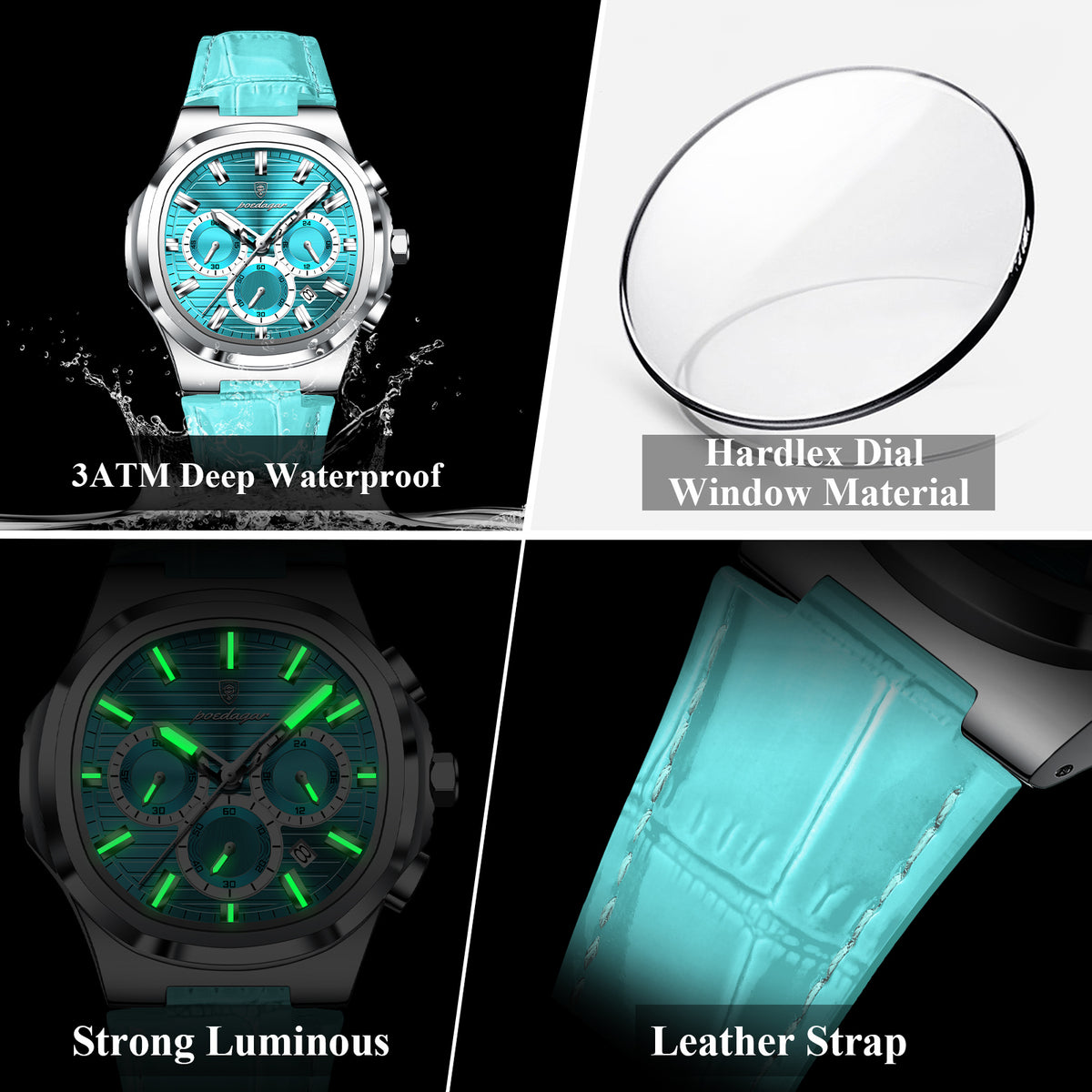 Elegante Leder Herrenuhr – Sportliche Chronograph-Armbanduhr – no. 5319 - PITANI