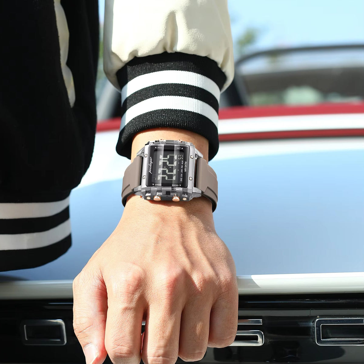 Einfache-Digitaluhr für Herren – Rechteckige Multifunktionsuhr Armbanduhr – no. 5329 - PITANI