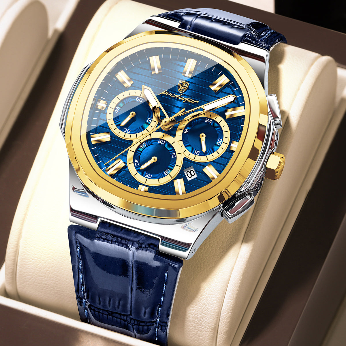 Elegante Leder Herrenuhr – Sportliche Chronograph-Armbanduhr – no. 5319 - PITANI