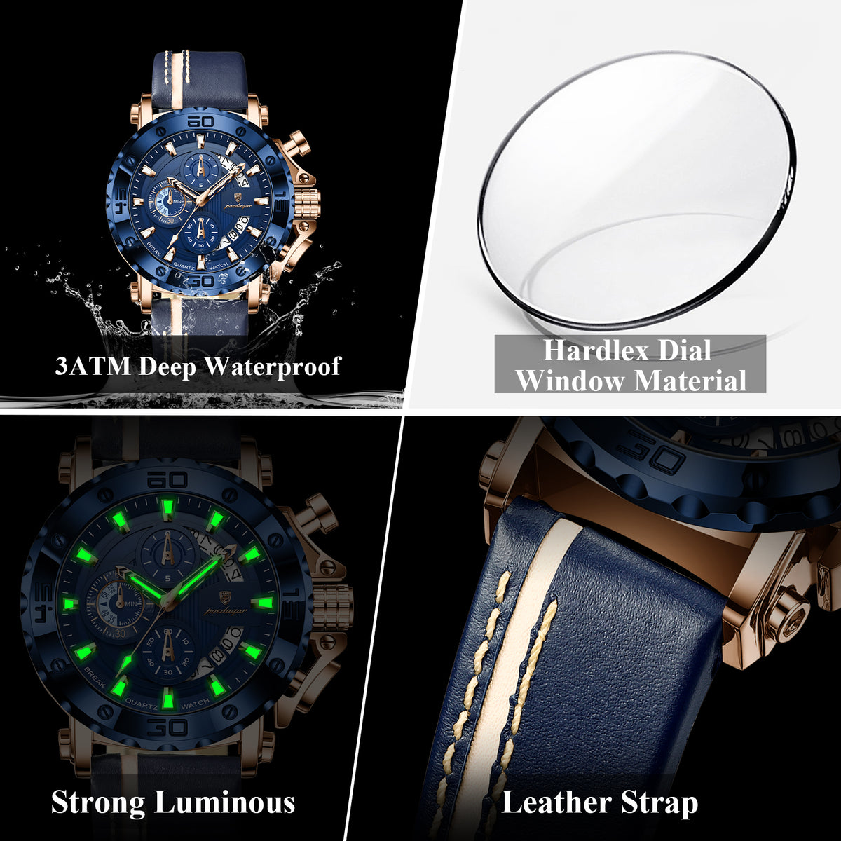 Sportlich-Elegante Herren-Chronograph-Quarz-Uhr – Wasserdichte Armbanduhr – no. 5338 - PITANI