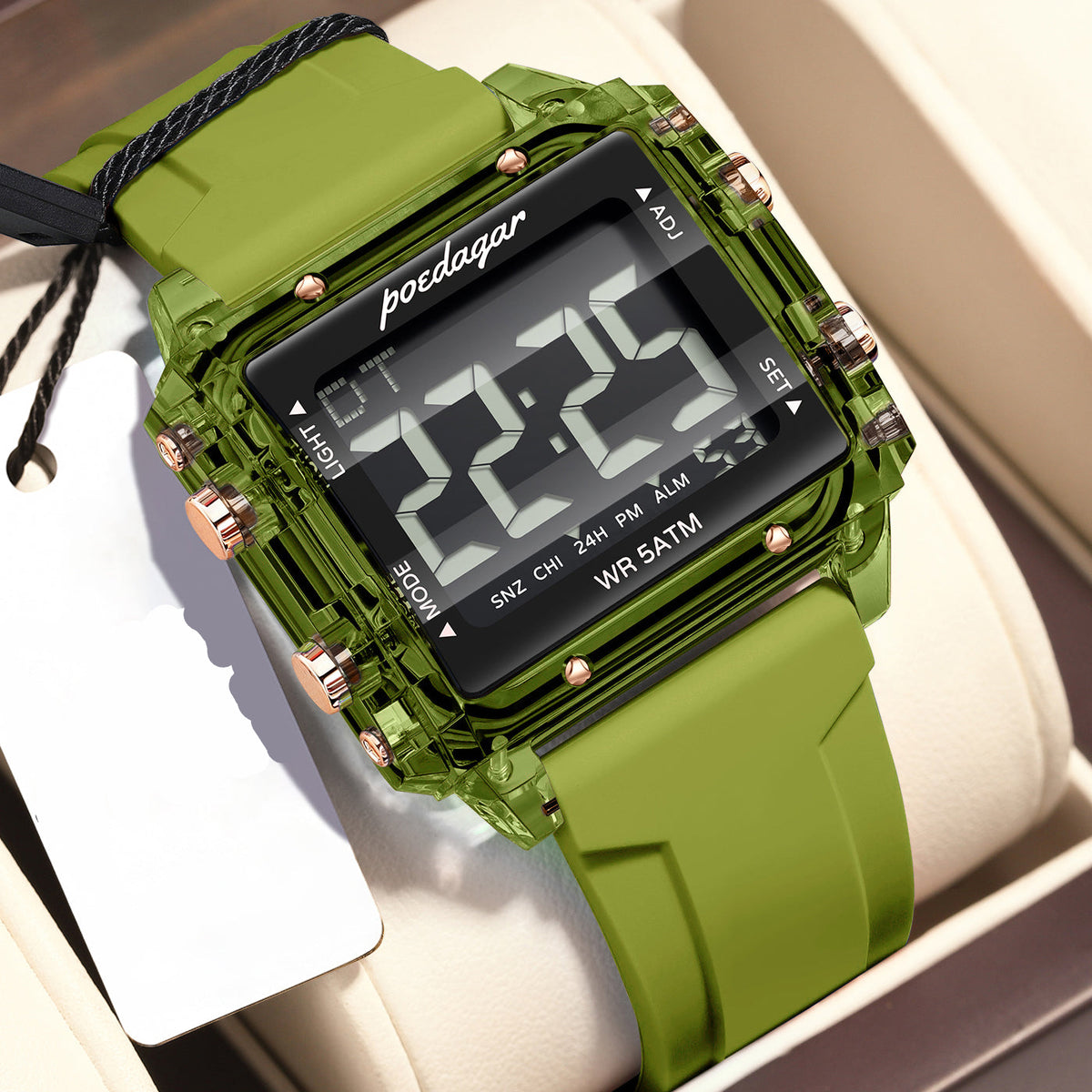 Einfache-Digitaluhr für Herren – Rechteckige Multifunktionsuhr Armbanduhr – no. 5329 - PITANI