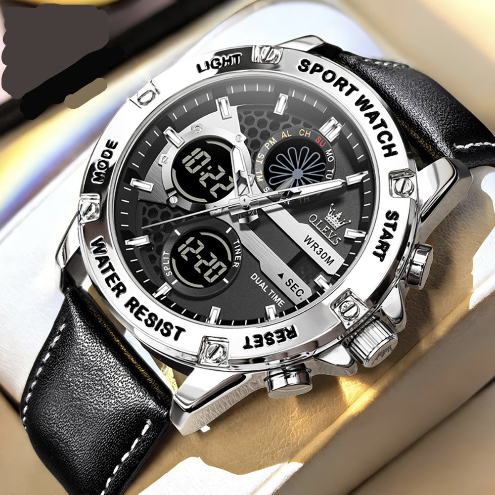 Sportliche Herren-Quarzuhr mit Dual-Anzeige – Wasserdichte Armbanduhr – no. 5348 - PITANI