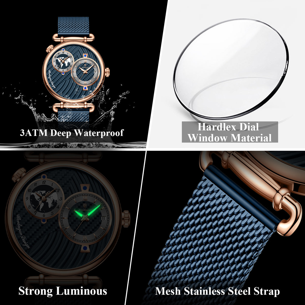 Elegante Herren Quarzuhr mit Dual-Zeitzone – Moderne Armbanduhr – no. 5335 - PITANI