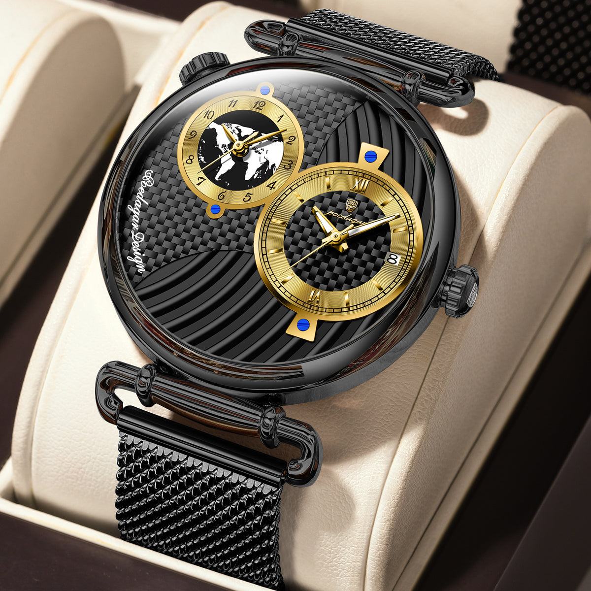 Elegante Herren Quarzuhr mit Dual-Zeitzone – Moderne Armbanduhr – no. 5335 - PITANI