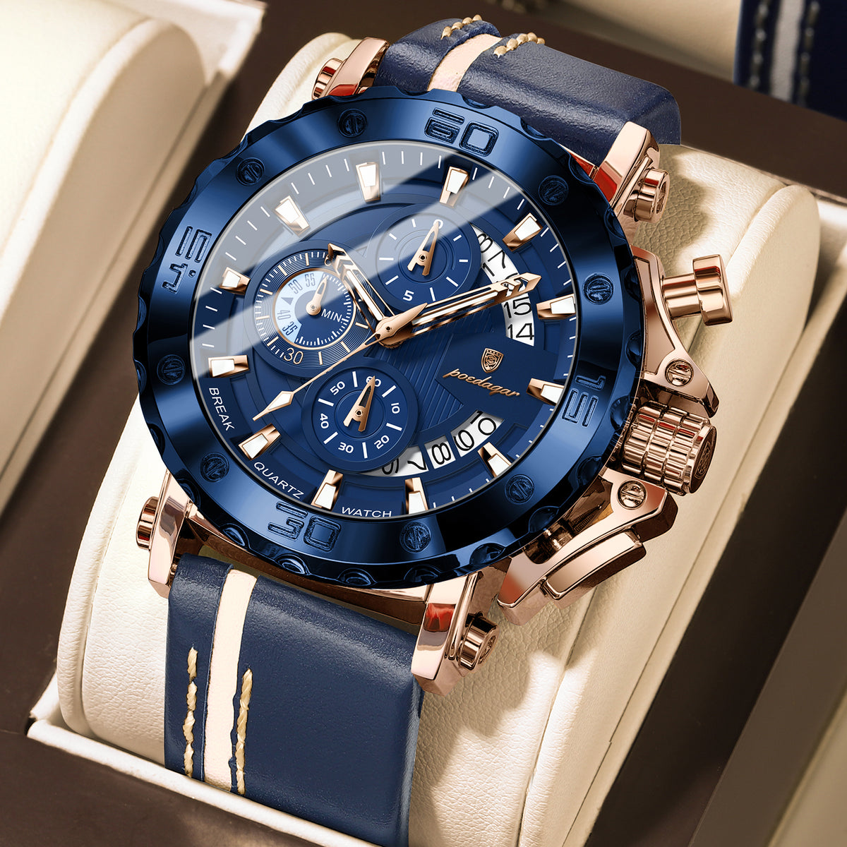 Sportlich-Elegante Herren-Chronograph-Quarz-Uhr – Wasserdichte Armbanduhr – no. 5338 - PITANI