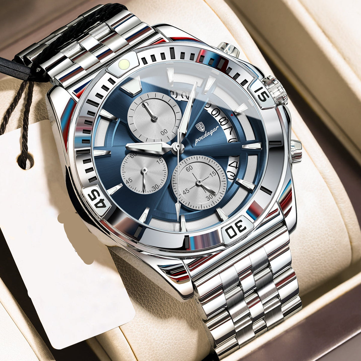Sportlich-Elegante Herren Quarz-Chronograph Armbanduhr aus Edelstahl – no. 5369 - PITANI
