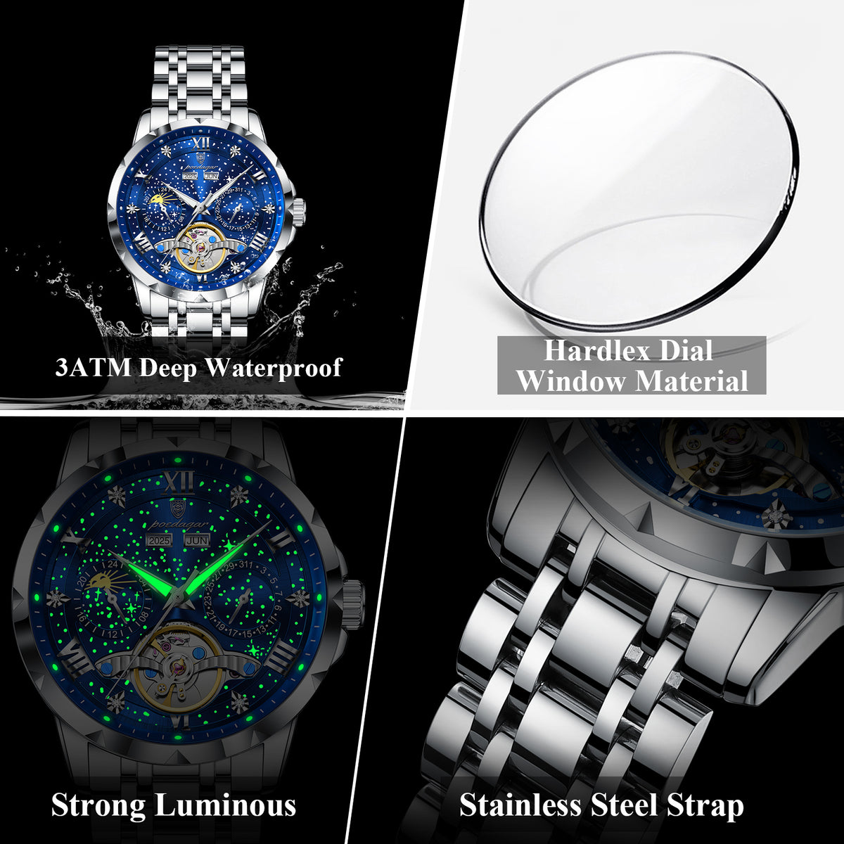 Automatikuhr Herren mit Tourbillon & Kalender – Elegante Mechanische Armbanduhr – no. 5336 - PITANI