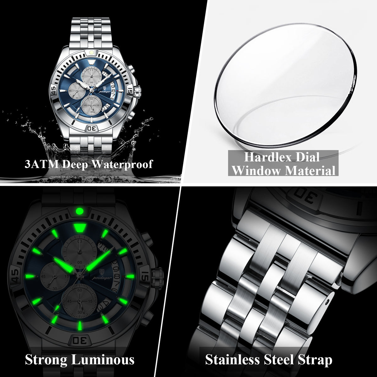 Sportlich-Elegante Herren Quarz-Chronograph Armbanduhr aus Edelstahl – no. 5369 - PITANI