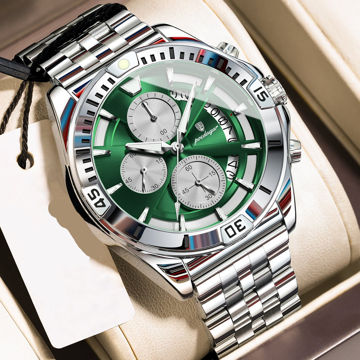 Sportlich-Elegante Herren Quarz-Chronograph Armbanduhr aus Edelstahl – no. 5369 - PITANI