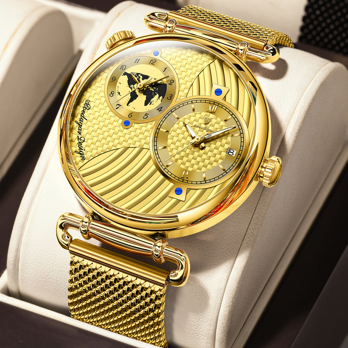 Elegante Herren Quarzuhr mit Dual-Zeitzone – Moderne Armbanduhr – no. 5335 - PITANI