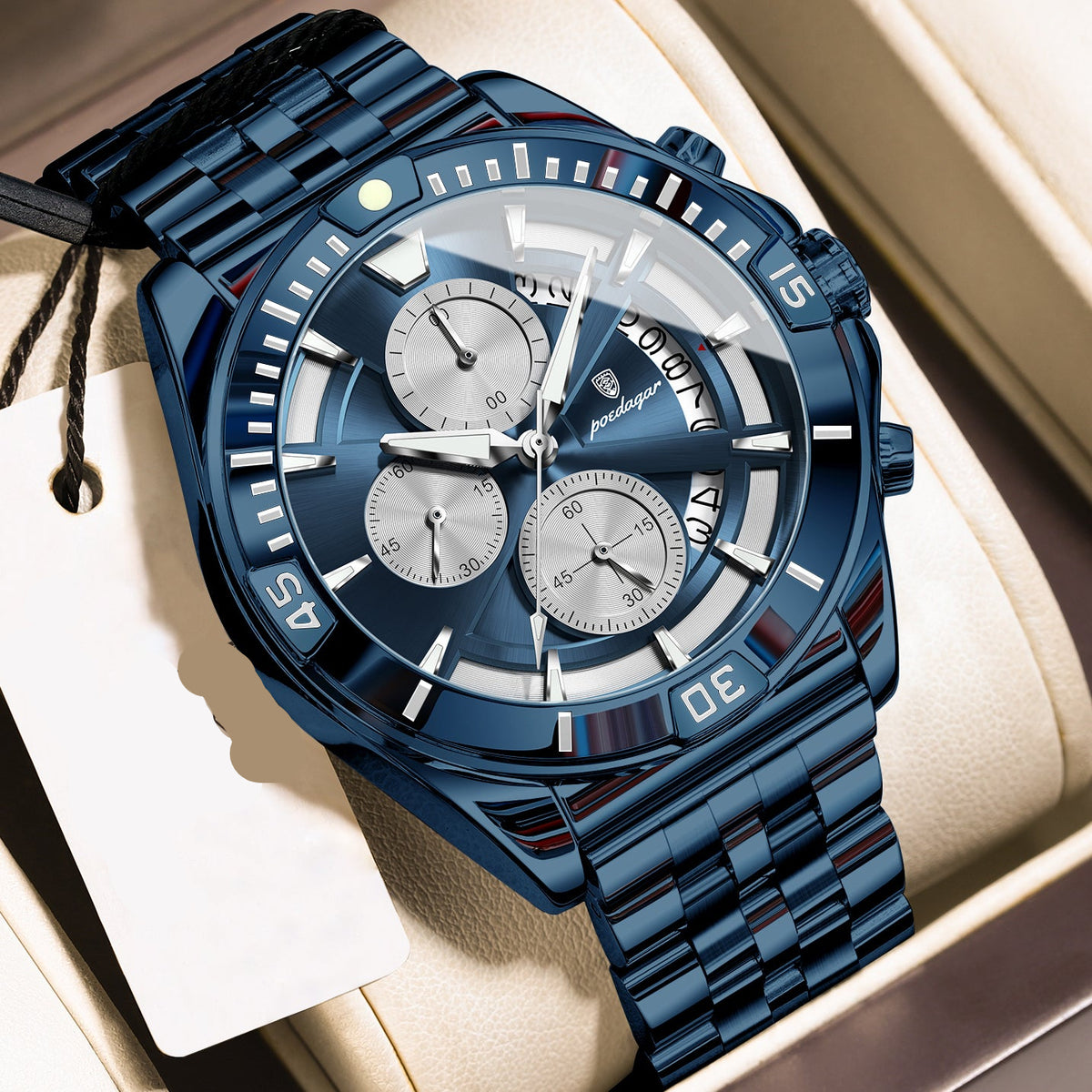 Sportlich-Elegante Herren Quarz-Chronograph Armbanduhr aus Edelstahl – no. 5369 - PITANI