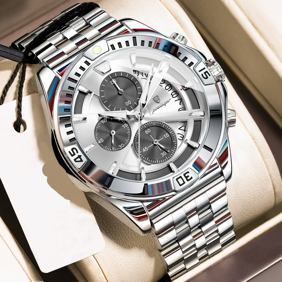 Sportlich-Elegante Herren Quarz-Chronograph Armbanduhr aus Edelstahl – no. 5369 - PITANI