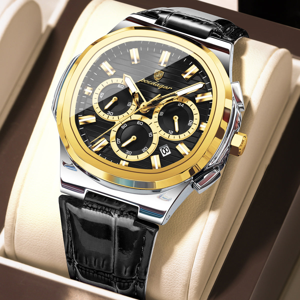 Elegante Leder Herrenuhr – Sportliche Chronograph-Armbanduhr – no. 5319 - PITANI