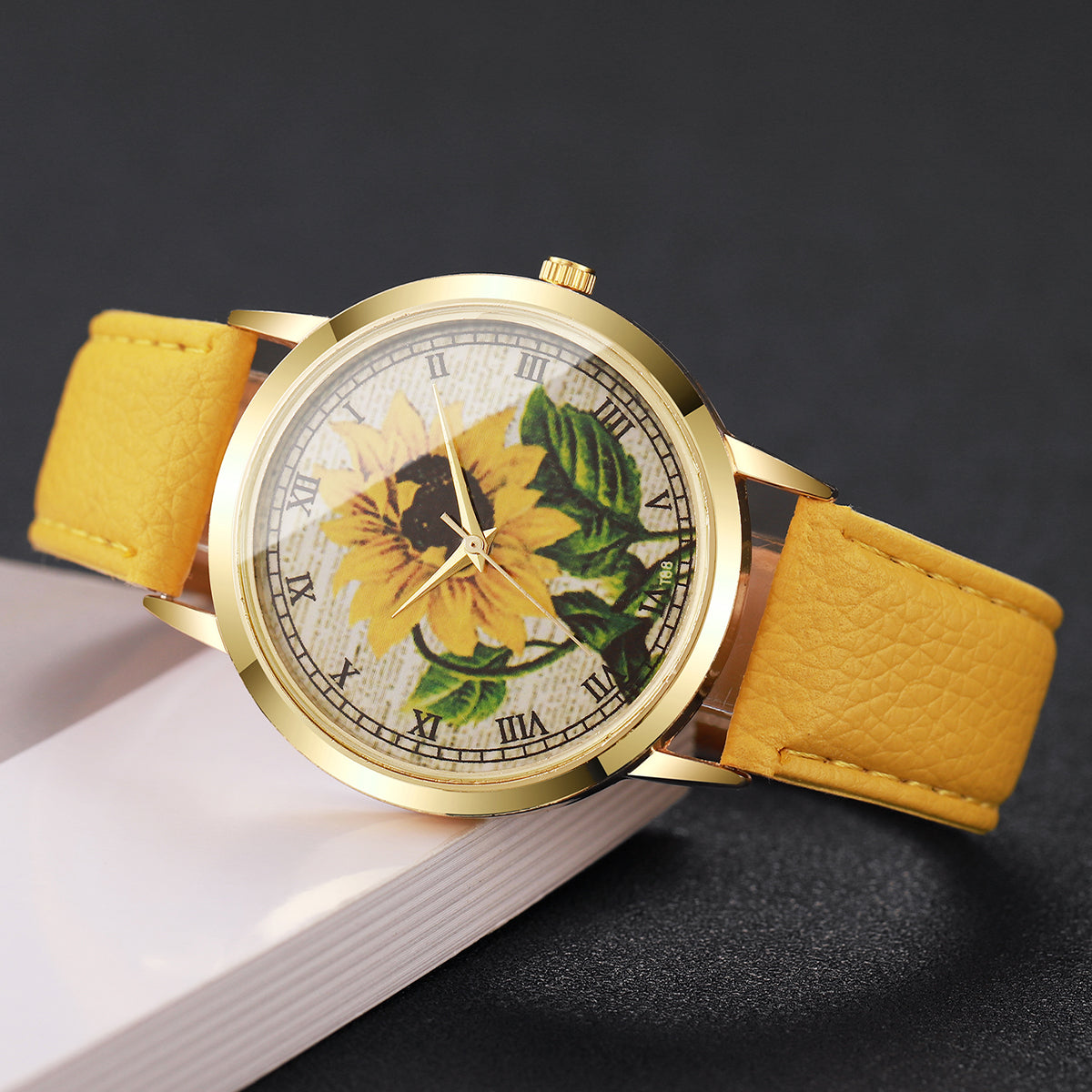 Modische Damen Armbanduhr mit Sonnenblumen-Motiv – Analoge Quarzuhr Armbanduhr no.3294 - PITANI
