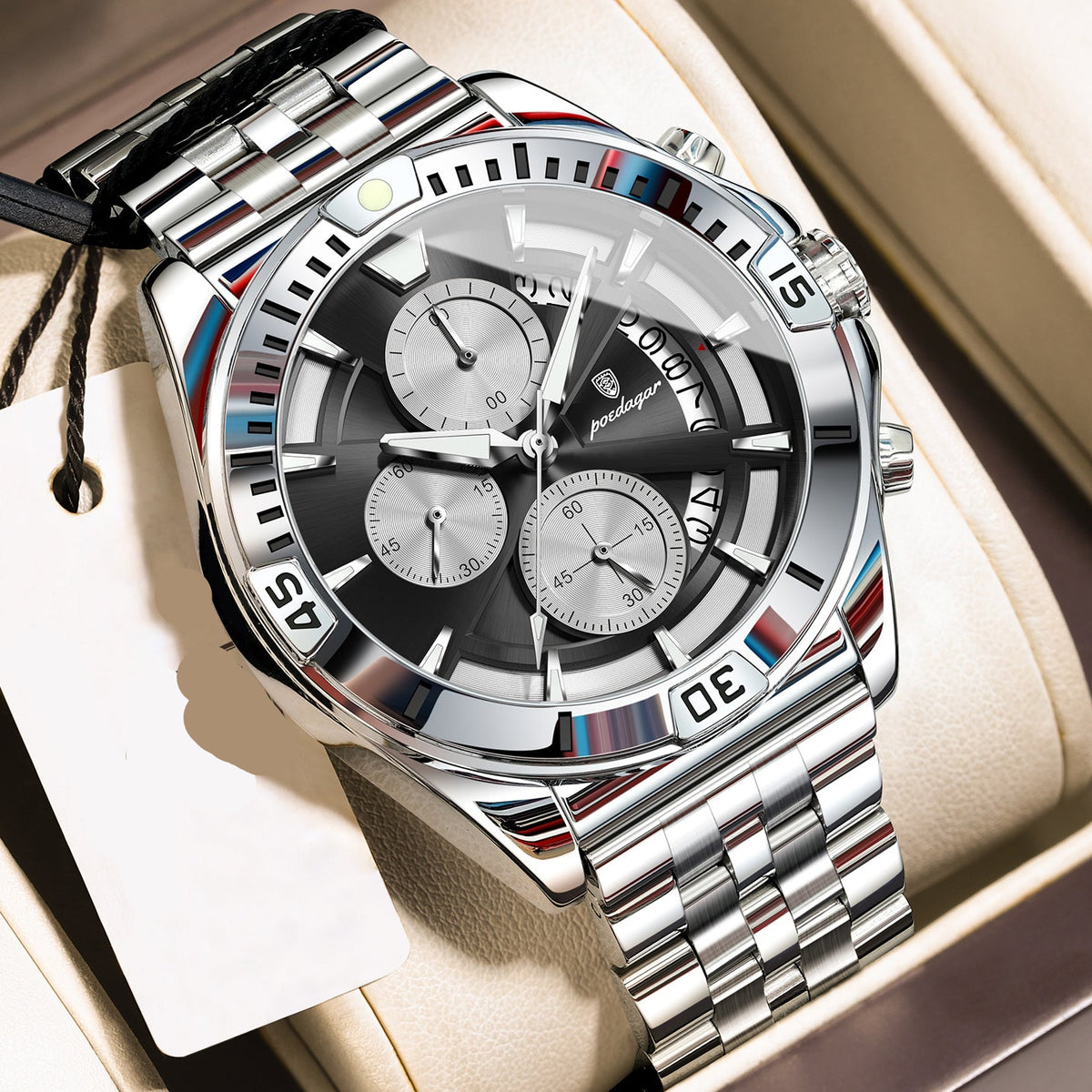 Sportlich-Elegante Herren Quarz-Chronograph Armbanduhr aus Edelstahl – no. 5369 - PITANI