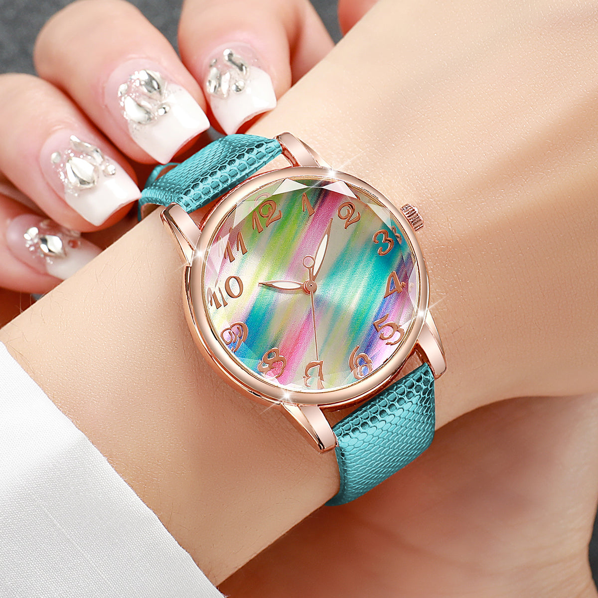 Modische Damen Armbanduhr mit Regenbogen-Zifferblatt – Analoge Quarzuhr Armbanduhr no.3299 - PITANI