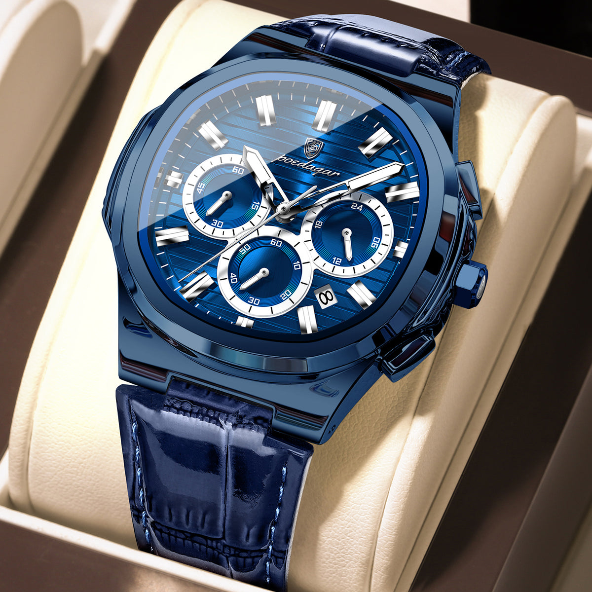 Elegante Leder Herrenuhr – Sportliche Chronograph-Armbanduhr – no. 5319 - PITANI