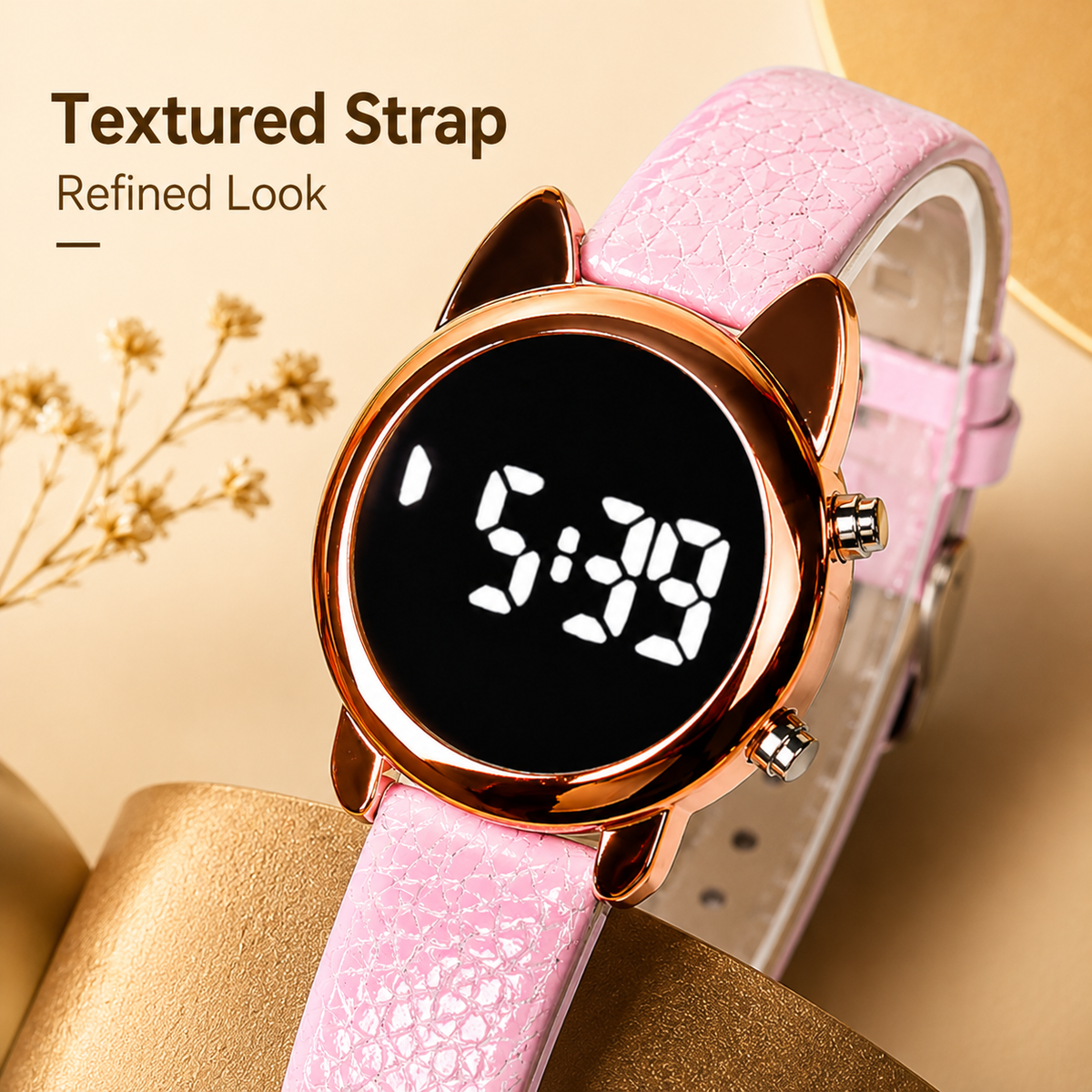 LED-Digitaluhr für Damen mit Katzenohren-Design – Modische Armbanduhr no.3297 - PITANI