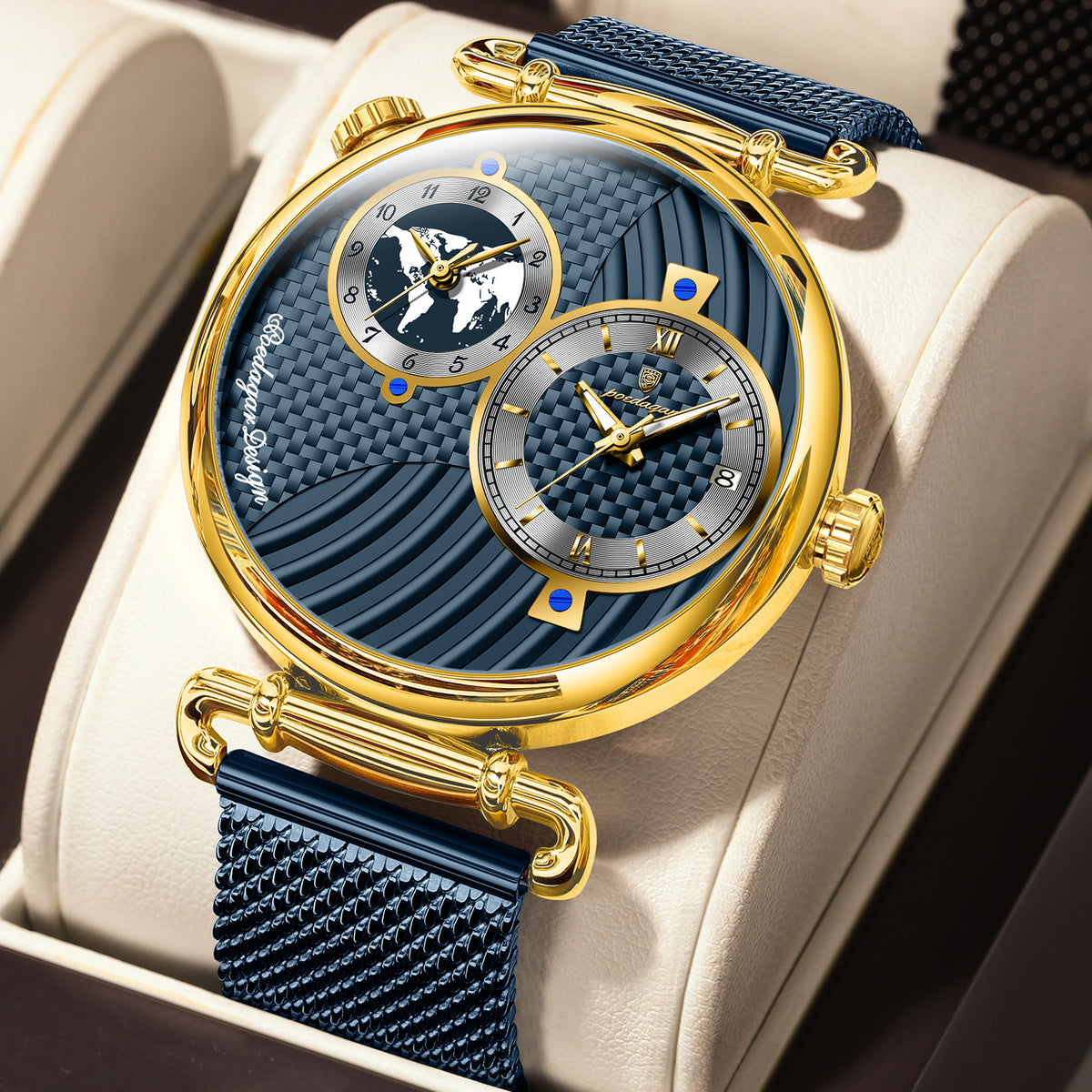 Elegante Herren Quarzuhr mit Dual-Zeitzone – Moderne Armbanduhr – no. 5335 - PITANI