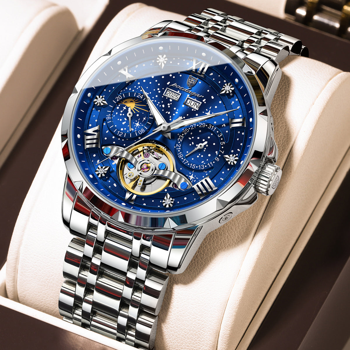 Automatikuhr Herren mit Tourbillon & Kalender – Elegante Mechanische Armbanduhr – no. 5336 - PITANI