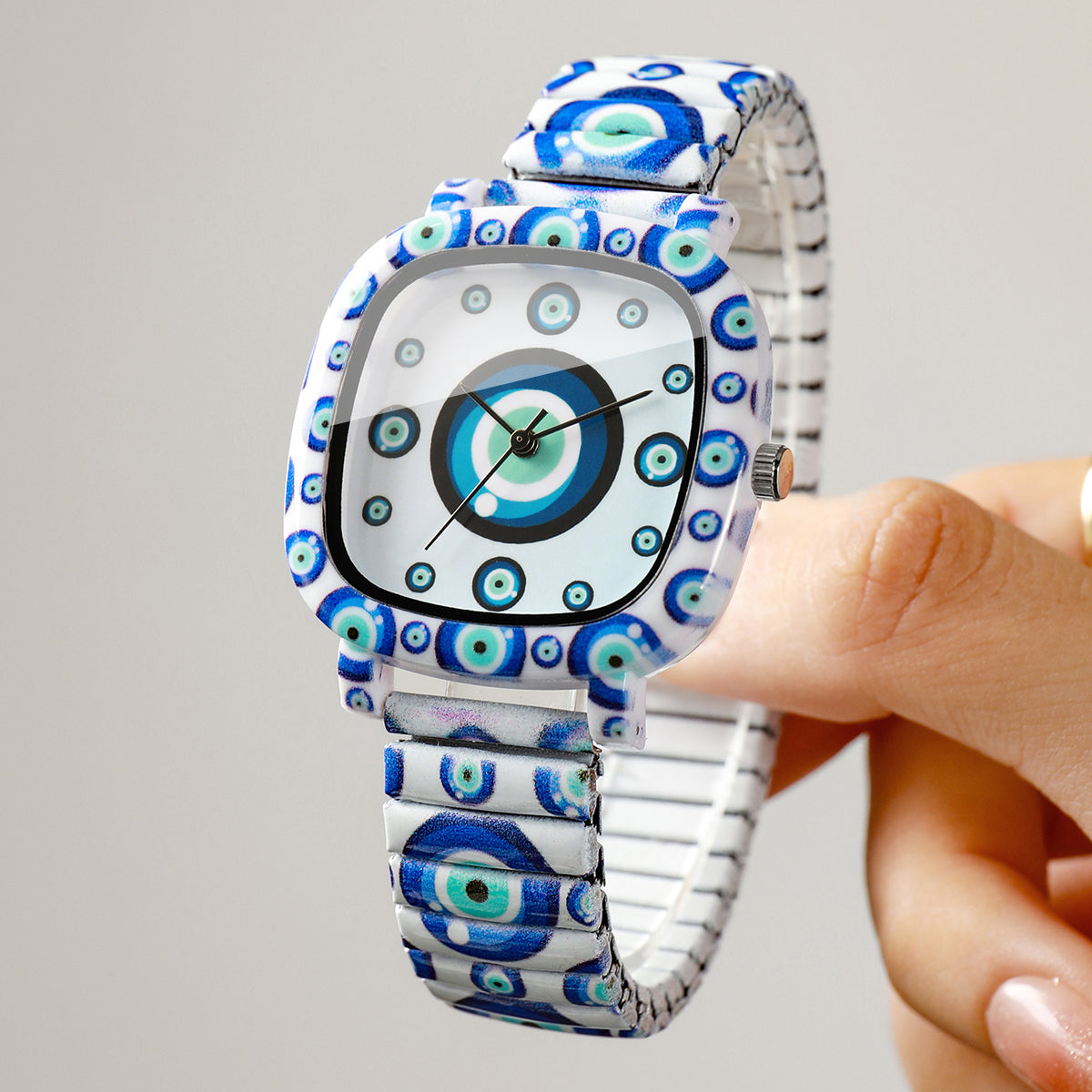 Modische Damen Armbanduhr mit Evil-Eye-Muster – Blaue Quarzuhr Armbanduhr no.3290 - PITANI