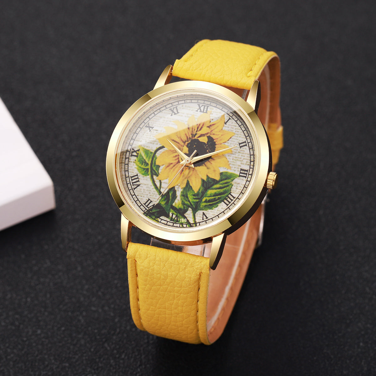 Modische Damen Armbanduhr mit Sonnenblumen-Motiv – Analoge Quarzuhr Armbanduhr no.3294 - PITANI