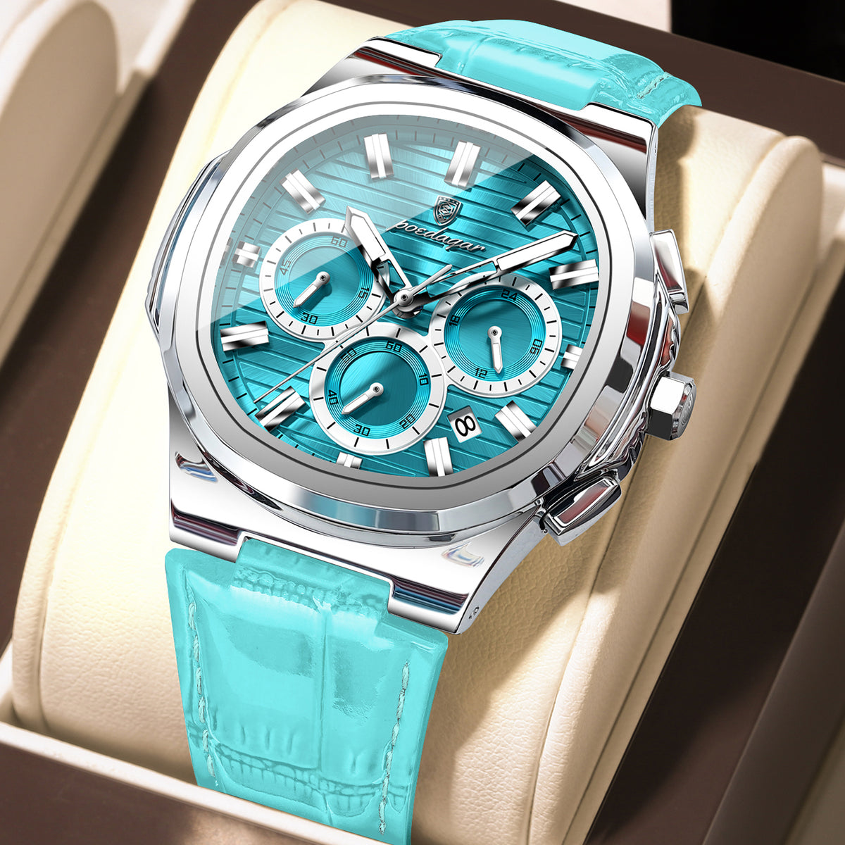 Elegante Leder Herrenuhr – Sportliche Chronograph-Armbanduhr – no. 5319 - PITANI