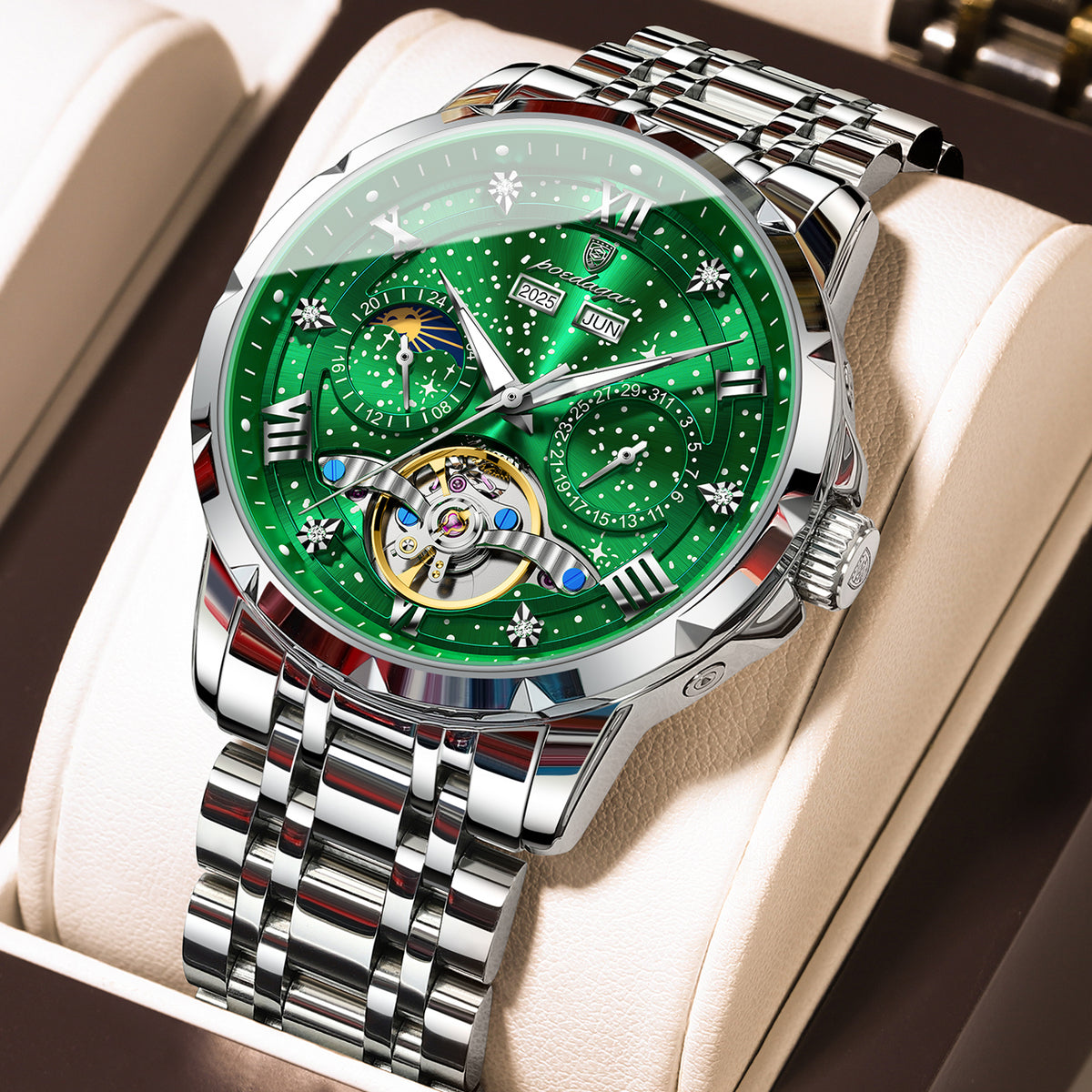 Automatikuhr Herren mit Tourbillon & Kalender – Elegante Mechanische Armbanduhr – no. 5336 - PITANI