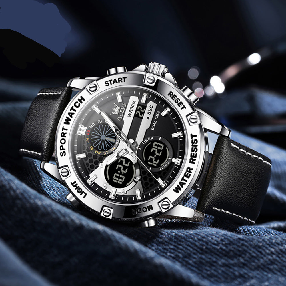 Sportliche Herren-Quarzuhr mit Dual-Anzeige – Wasserdichte Armbanduhr – no. 5348 - PITANI