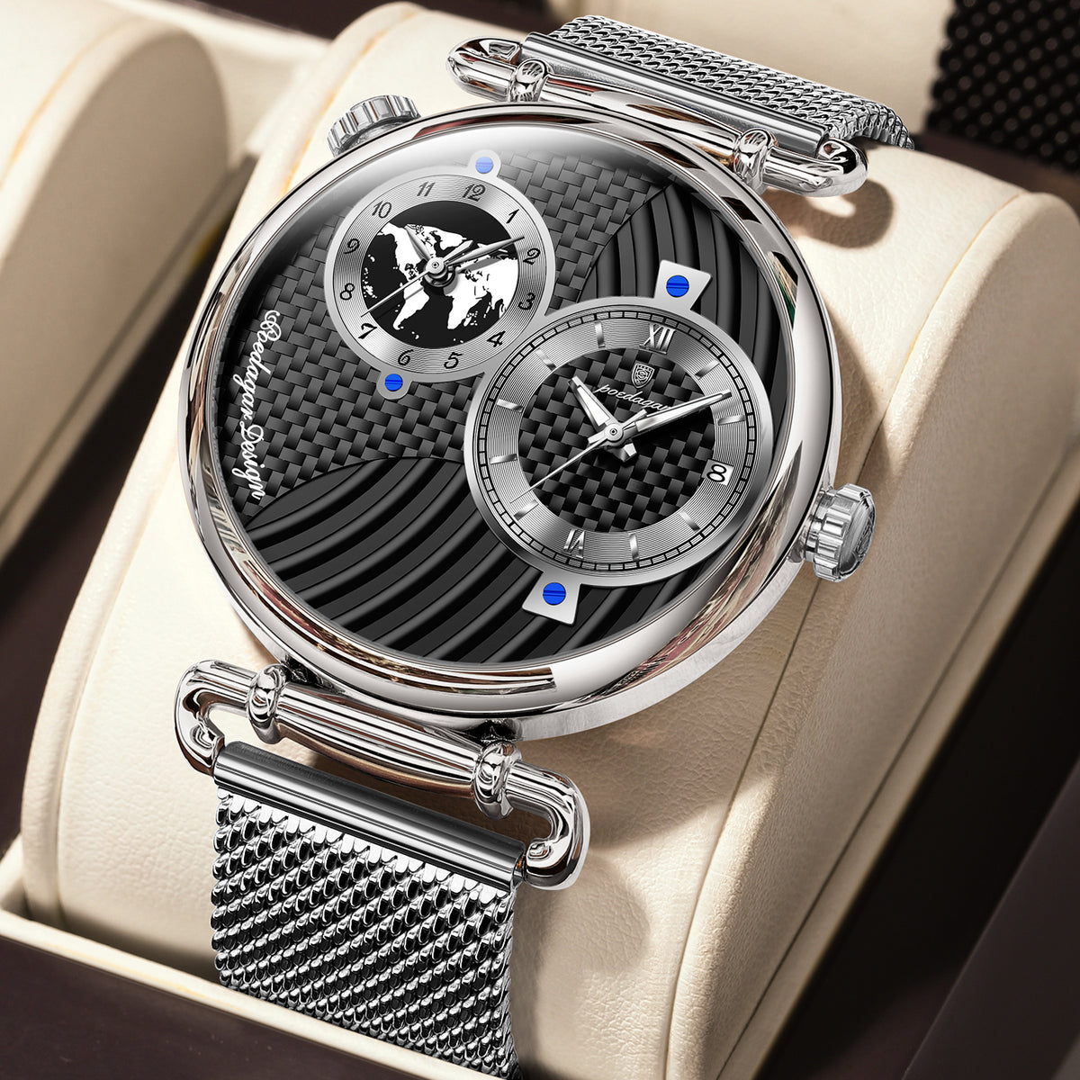 Elegante Herren Quarzuhr mit Dual-Zeitzone – Moderne Armbanduhr – no. 5335 - PITANI