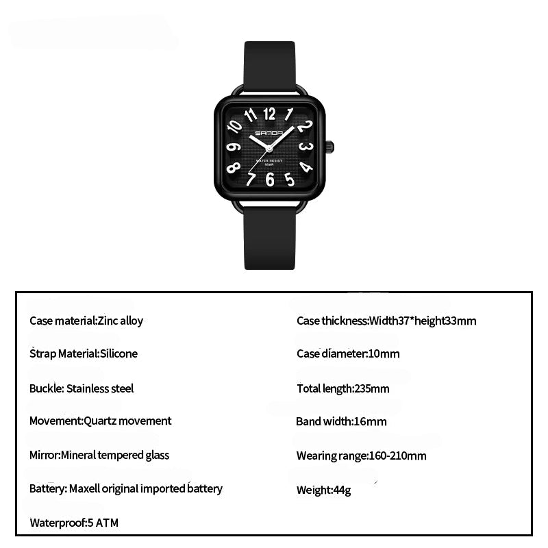 Elegante Quadratische Quarz-Uhr Unisex – Wasserdichte Modearmbanduhr – no. 5375 - PITANI