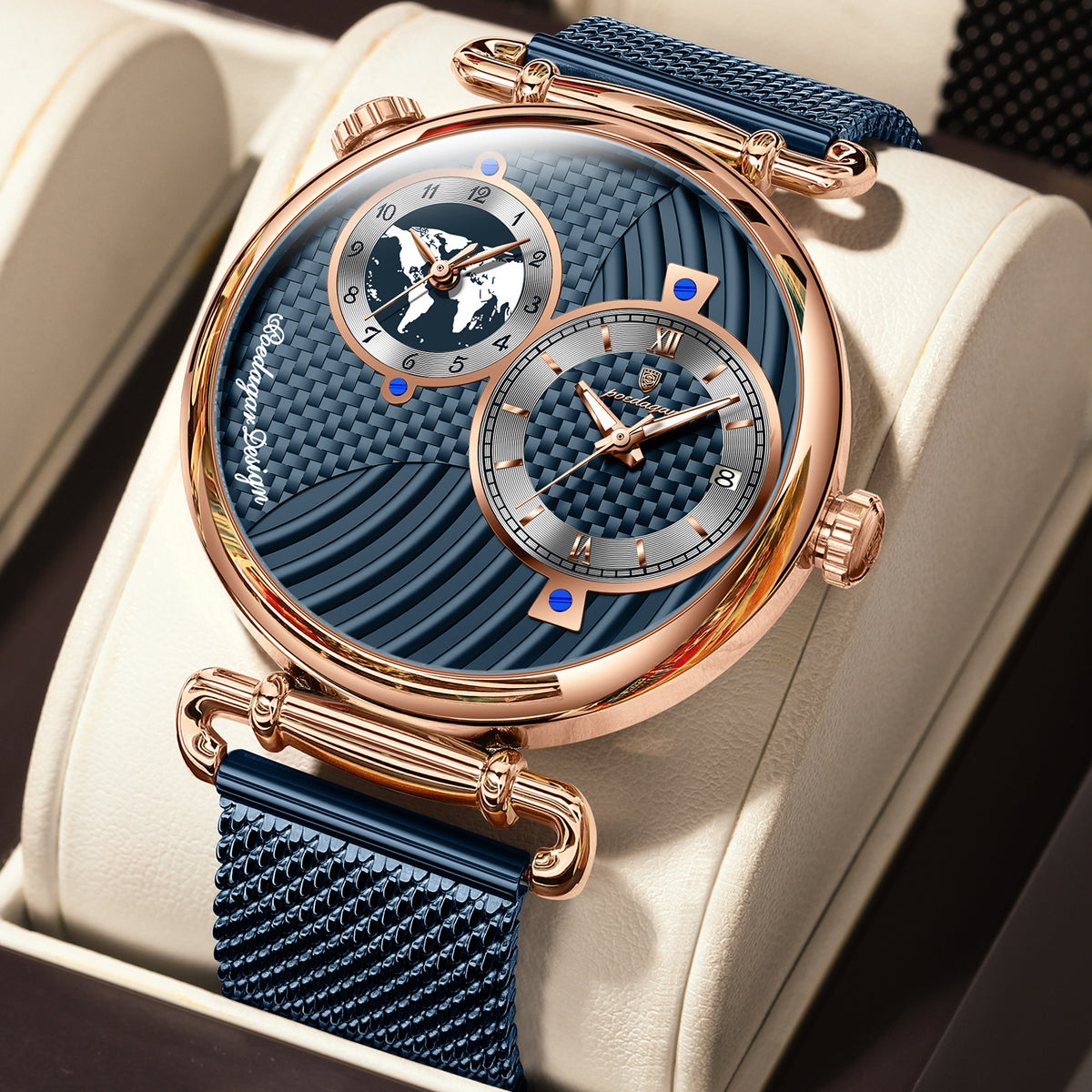 Elegante Herren Quarzuhr mit Dual-Zeitzone – Moderne Armbanduhr – no. 5335 - PITANI