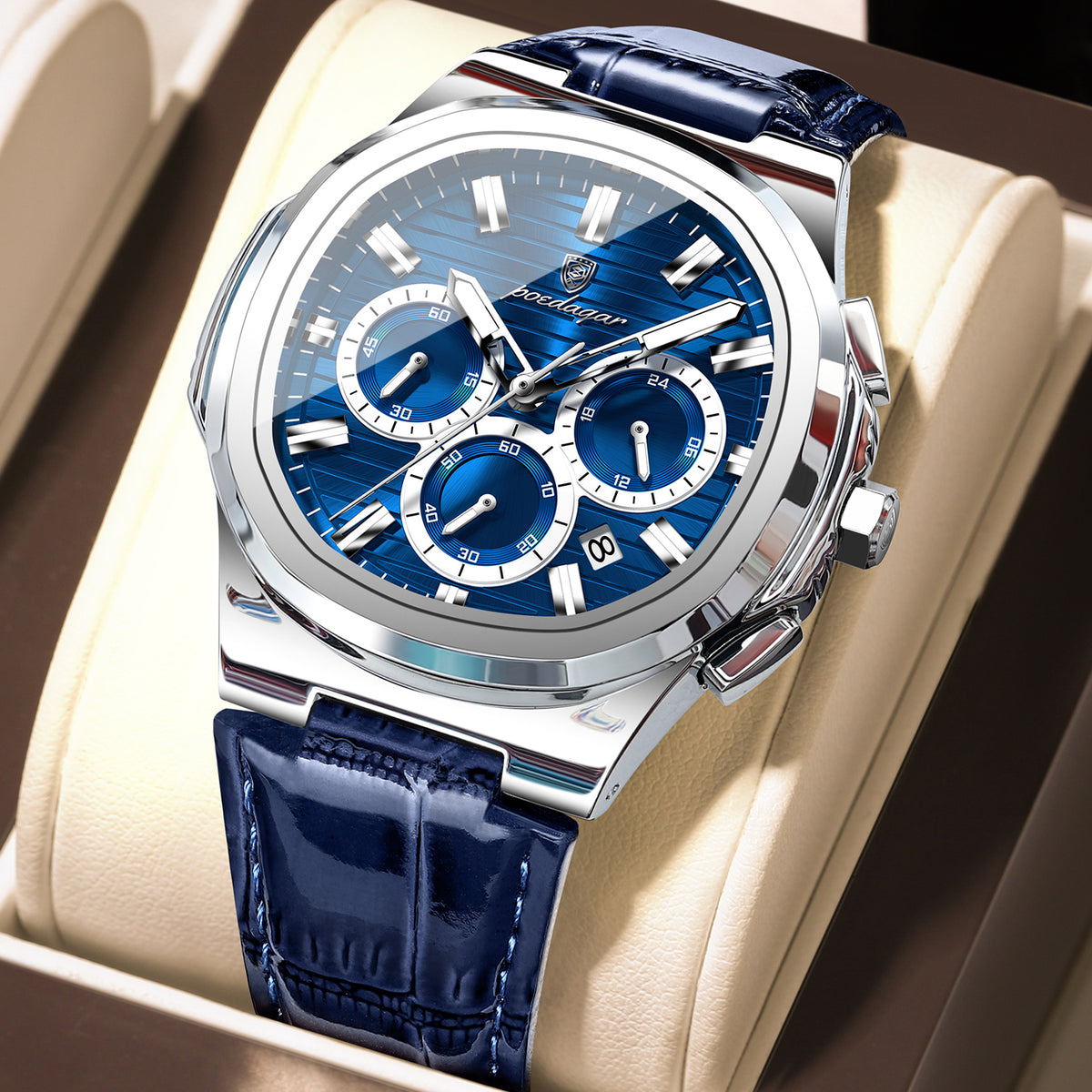 Elegante Leder Herrenuhr – Sportliche Chronograph-Armbanduhr – no. 5319 - PITANI