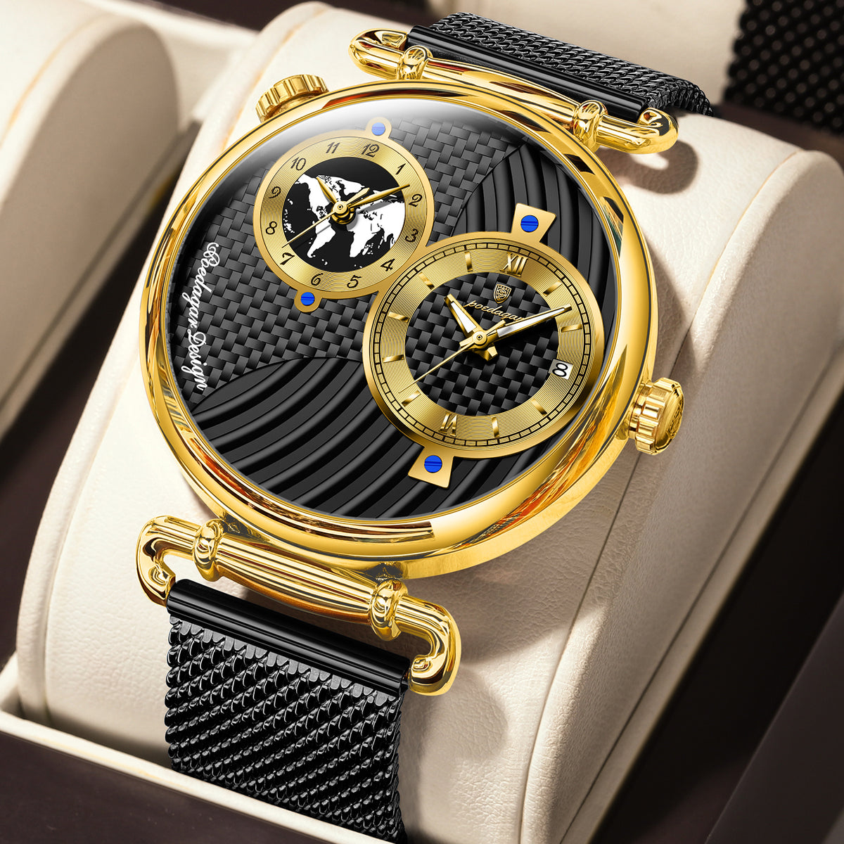 Elegante Herren Quarzuhr mit Dual-Zeitzone – Moderne Armbanduhr – no. 5335 - PITANI