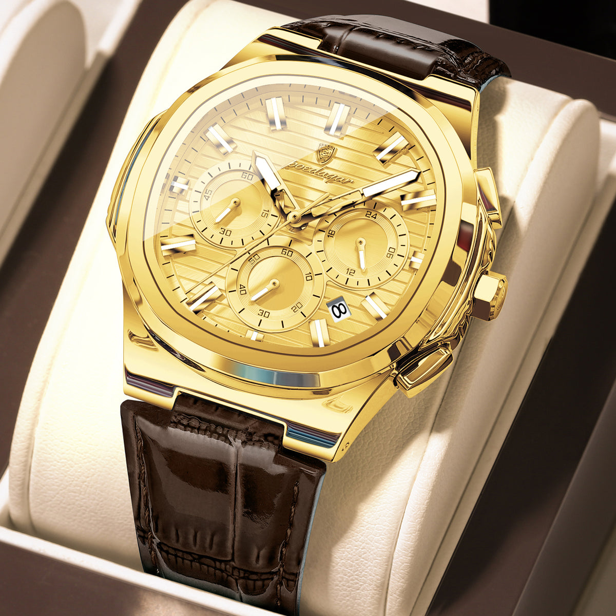 Elegante Leder Herrenuhr – Sportliche Chronograph-Armbanduhr – no. 5319 - PITANI