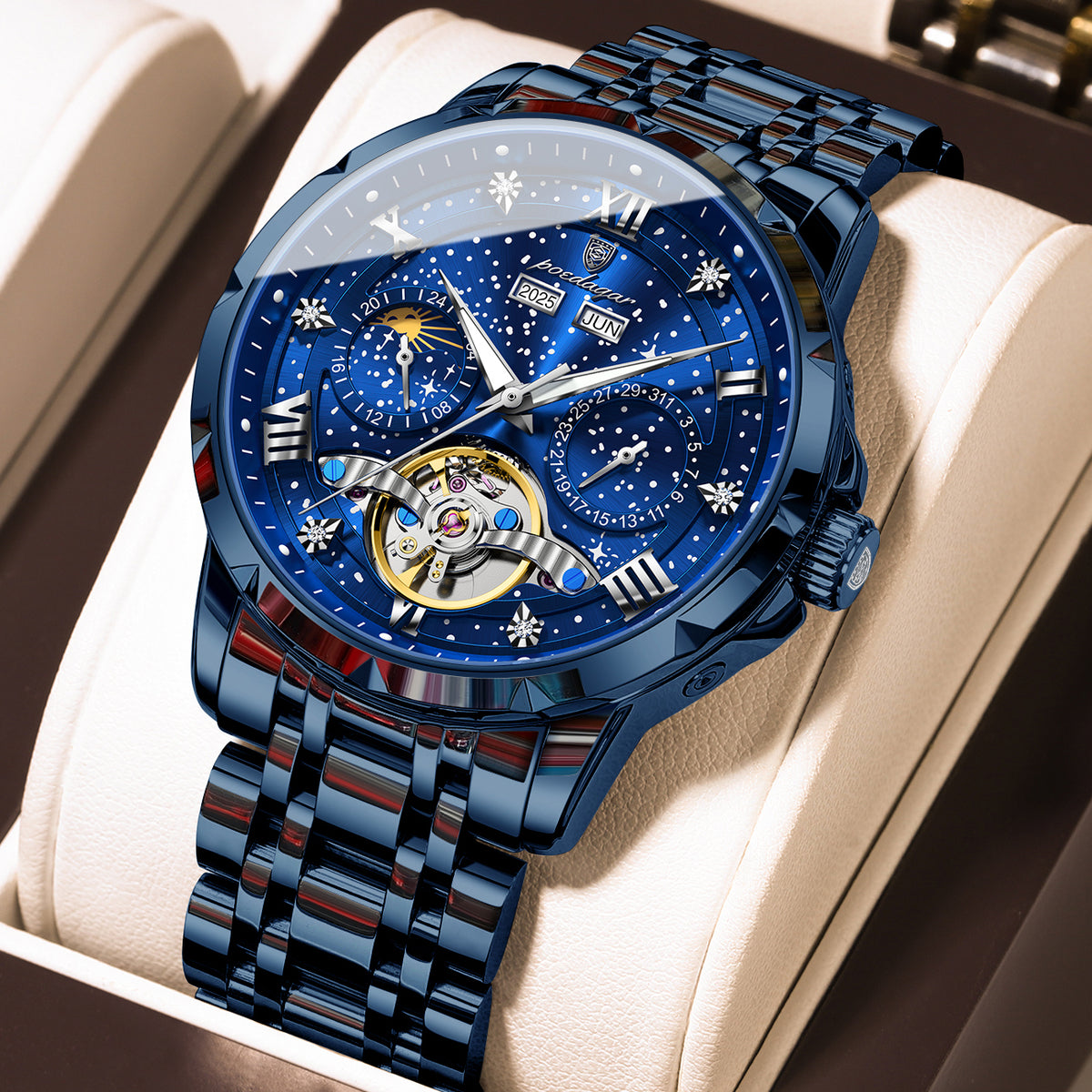 Automatikuhr Herren mit Tourbillon & Kalender – Elegante Mechanische Armbanduhr – no. 5336 - PITANI