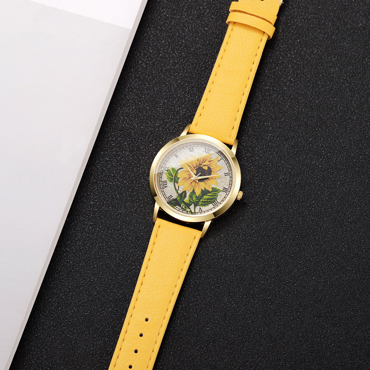 Modische Damen Armbanduhr mit Sonnenblumen-Motiv – Analoge Quarzuhr Armbanduhr no.3294 - PITANI
