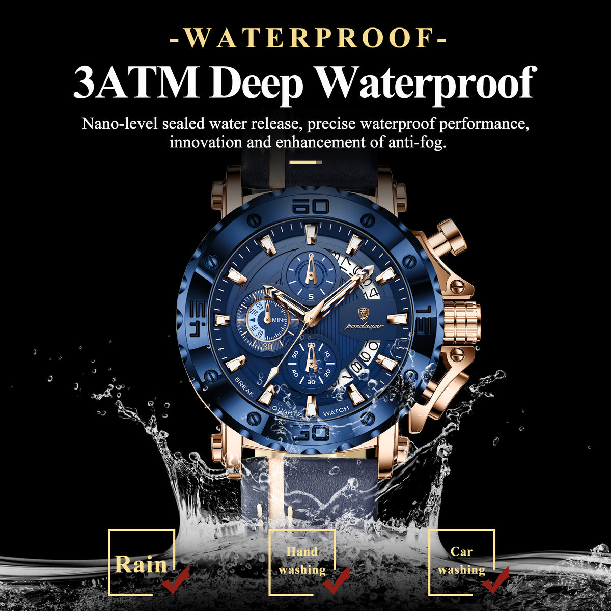 Sportlich-Elegante Herren-Chronograph-Quarz-Uhr – Wasserdichte Armbanduhr – no. 5338 - PITANI