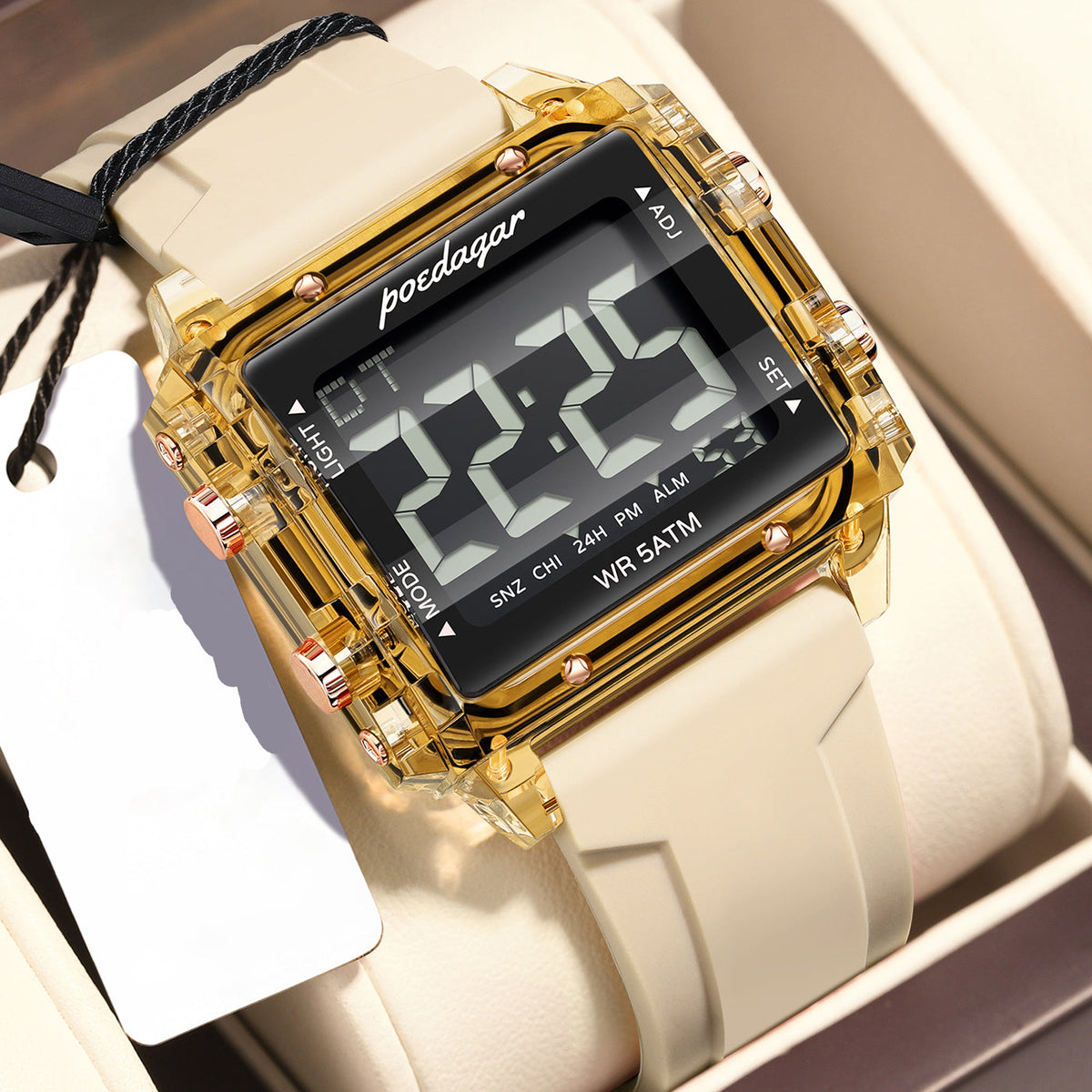 Einfache-Digitaluhr für Herren – Rechteckige Multifunktionsuhr Armbanduhr – no. 5329 - PITANI