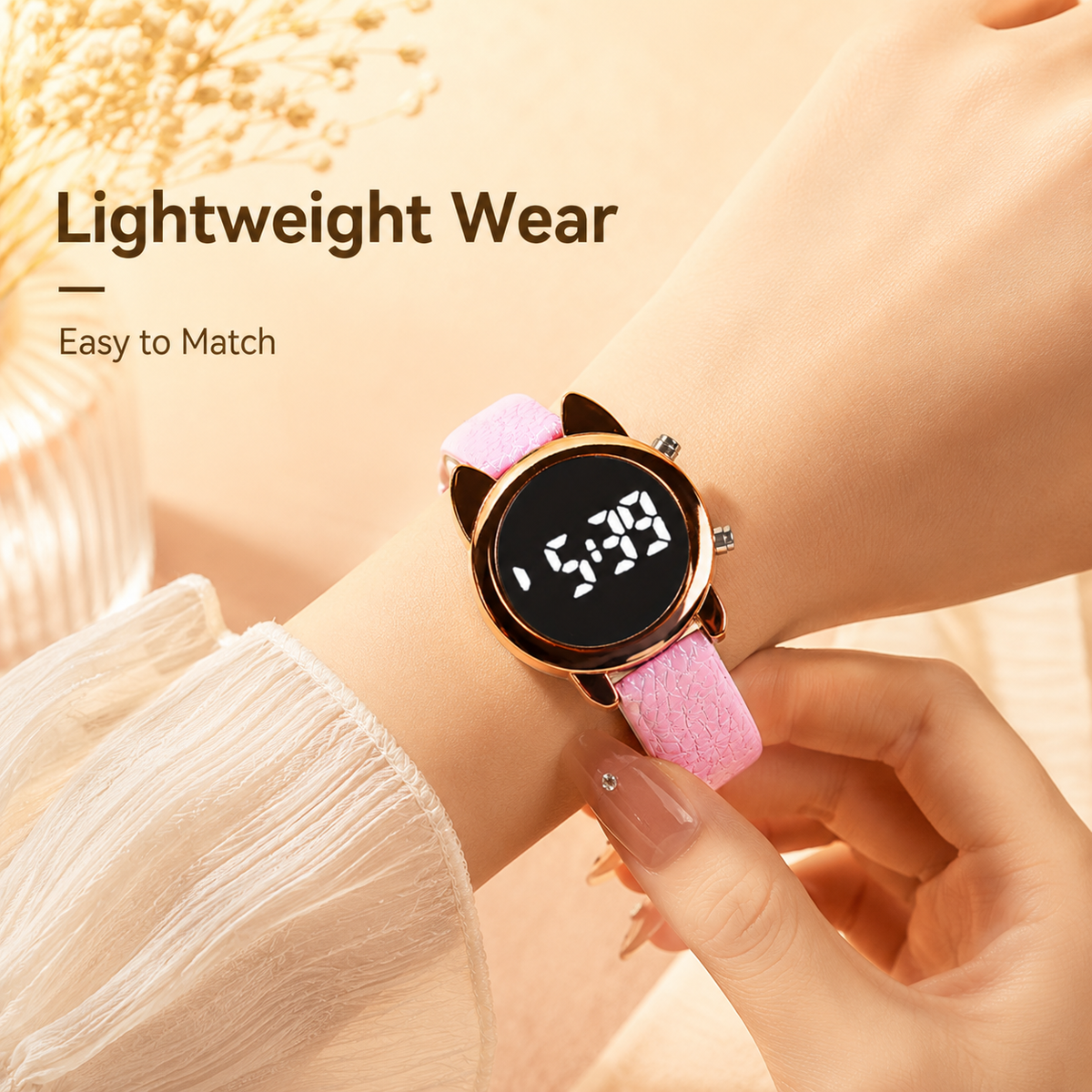 LED-Digitaluhr für Damen mit Katzenohren-Design – Modische Armbanduhr no.3297 - PITANI