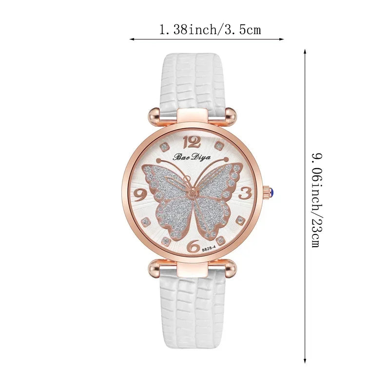 Elegante Damen & Mädchen Armbanduhr mit Strass-Schmetterlingsmuster – Analoge Armbanduhr no.3296 - PITANI