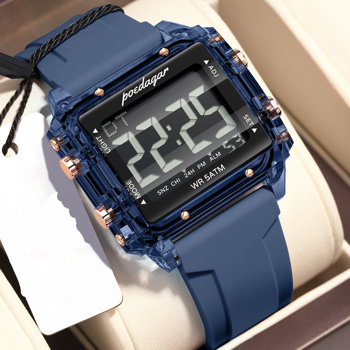 Einfache-Digitaluhr für Herren – Rechteckige Multifunktionsuhr Armbanduhr – no. 5329 - PITANI