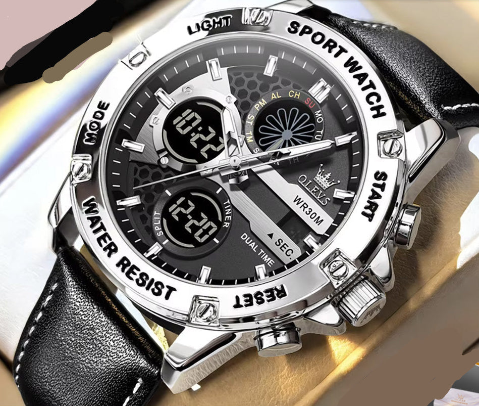 Sportliche Herren-Quarzuhr mit Dual-Anzeige – Wasserdichte Armbanduhr – no. 5348 - PITANI