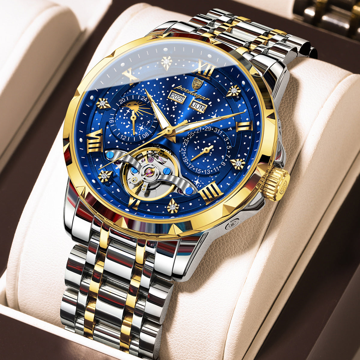 Automatikuhr Herren mit Tourbillon & Kalender – Elegante Mechanische Armbanduhr – no. 5336 - PITANI