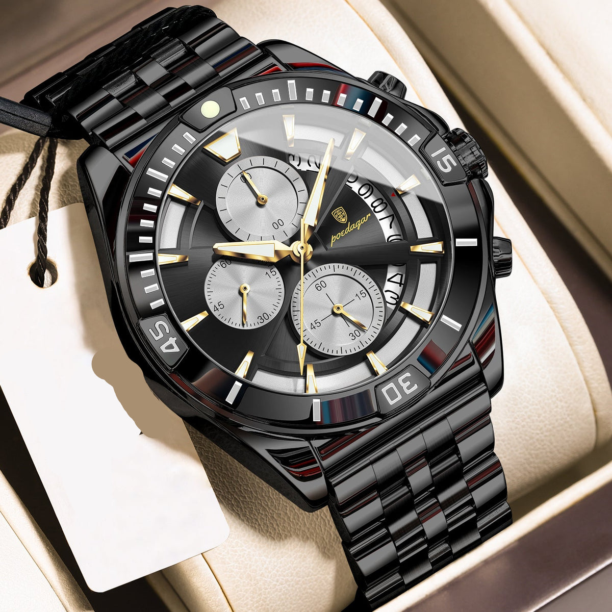 Sportlich-Elegante Herren Quarz-Chronograph Armbanduhr aus Edelstahl – no. 5369 - PITANI