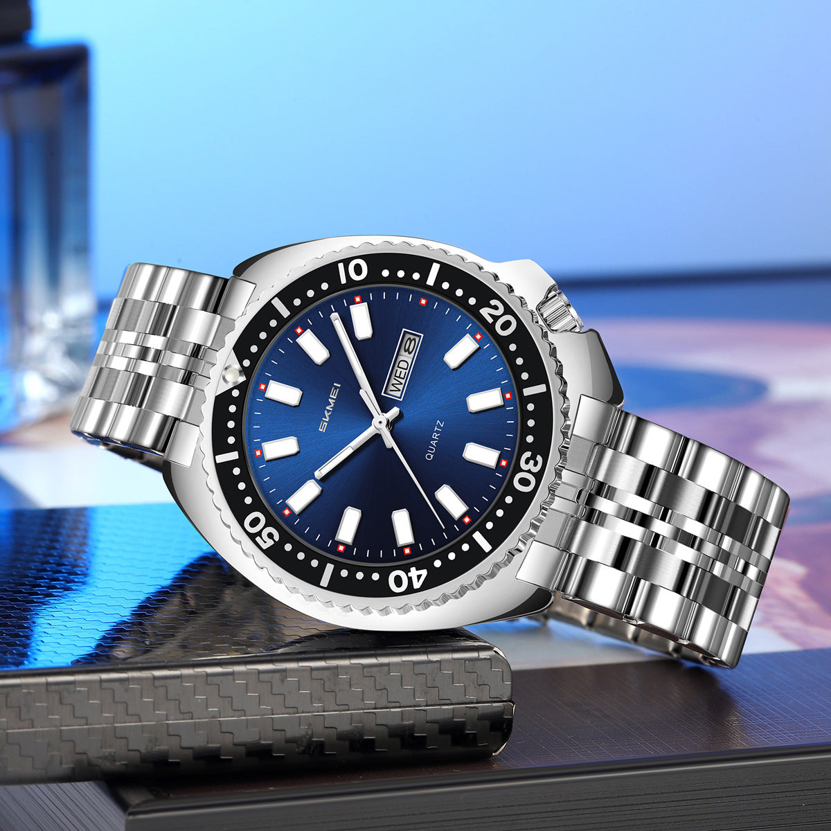 Elegante Herren Quarzuhr im Taucheruhren-Design – Edelstahl Armbanduhr – no. 5366 - PITANI