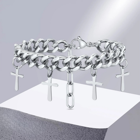 Edelstahl Kreuz Armband mit mehreren Kreuz-Anhänger "Ciondolo a Croce no.5215" - PITANI