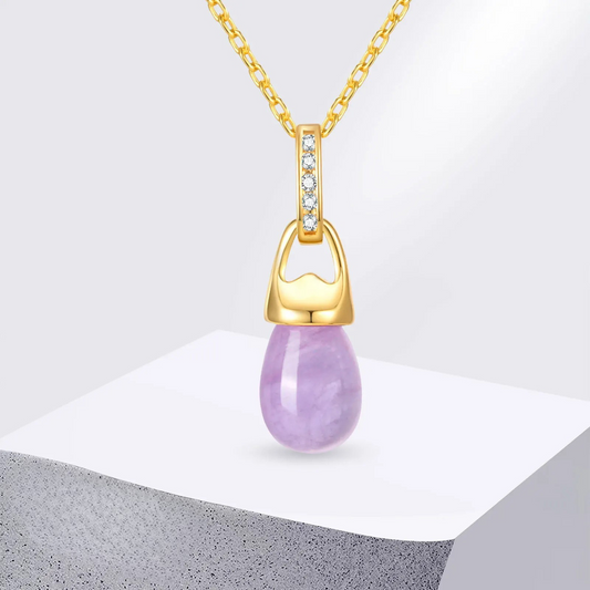 Edelstahl Halskette "Ciondolo a goccia di cristallo viola no.4231" - PITANI