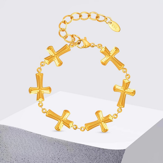 Edelstahl Kreuz Armband "Catena a croce placcata in oro no.5320" - PITANI