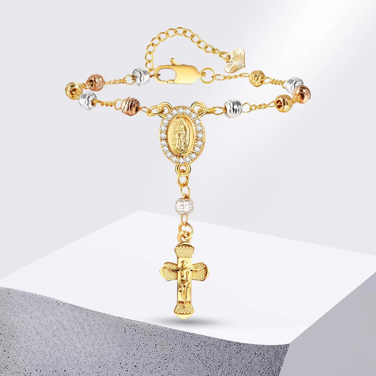 Edelstahl Rosenkranz Kreuz Armband "Battesimo con le dita no.5332" - PITANI